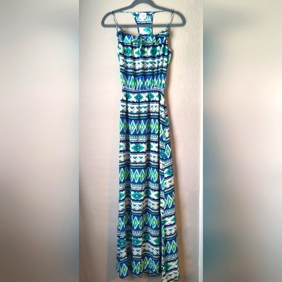 Parker Dresses & Skirts - Parker Silk Green Blue White Design Dress size XS